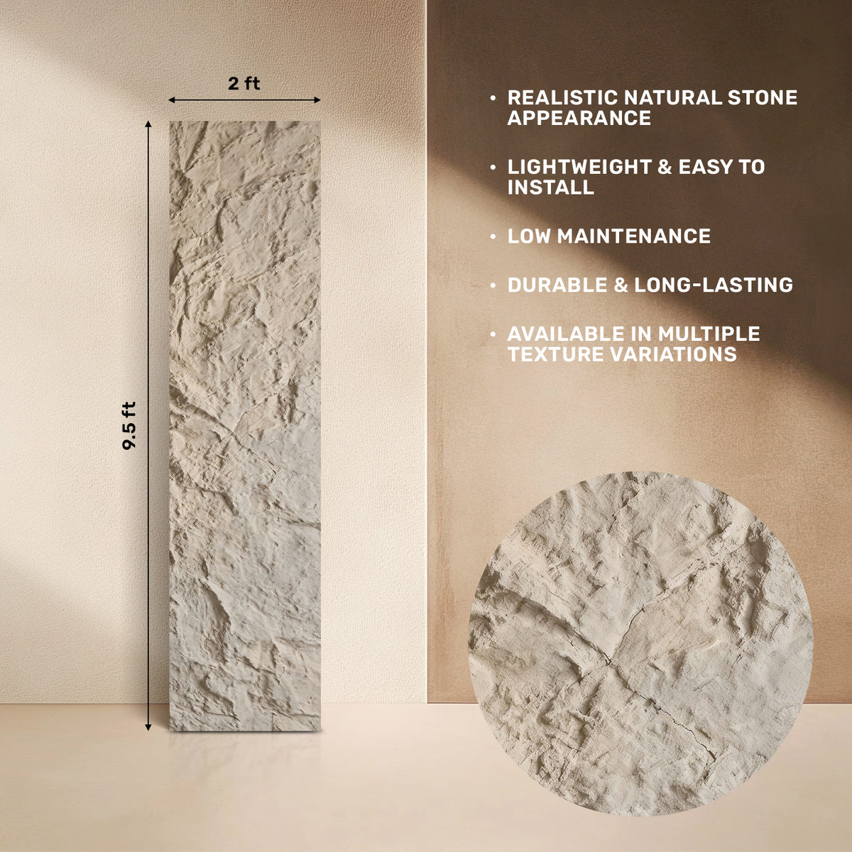 Light Golden Hemp PU Stone Panel