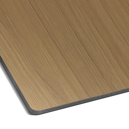 A close-up of the Warm Oak Carbon Sheet by Landmark Decor shows its rectangular shape, wood-textured surface, smooth finish, and black edge.