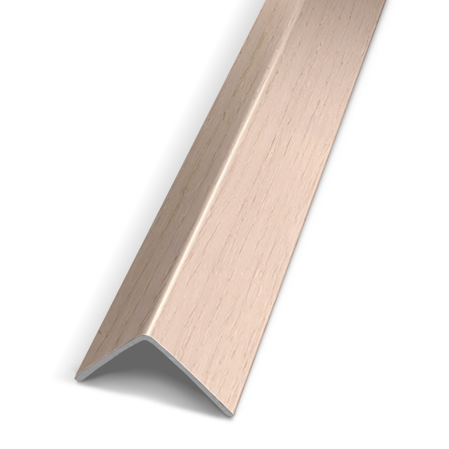 Bleached Oak Carbon Sheet Corner by Landmark Decor, featuring a light wood-colored, smooth-finished L-shaped design, ideal for protecting and covering edges or corners of interior or modern wall panels, displayed against a white background.