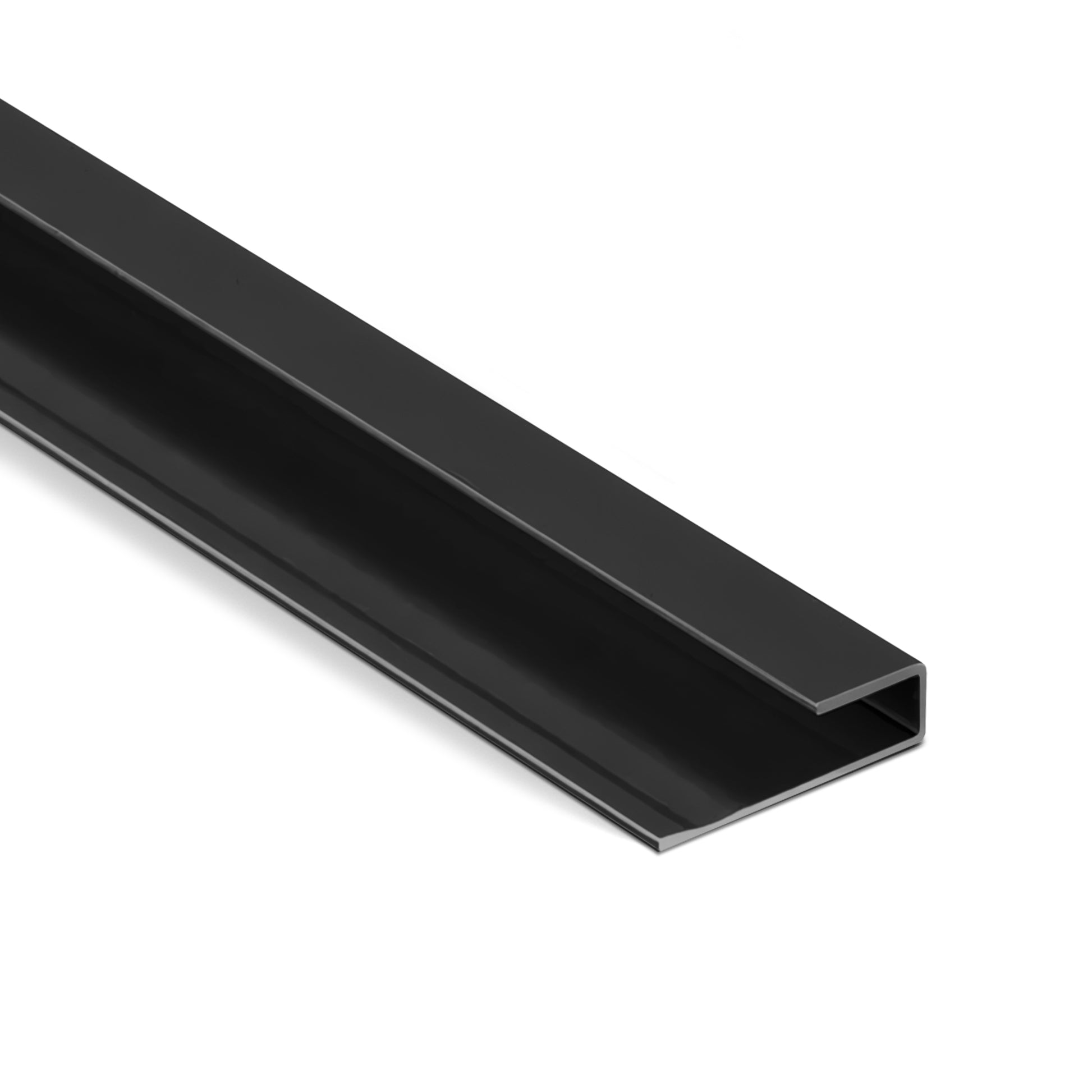 The Landmark Decor PVC Wall L Shape Strip, shown on a white background, is ideal for panel edges or wall panel installations with its practical black profile.