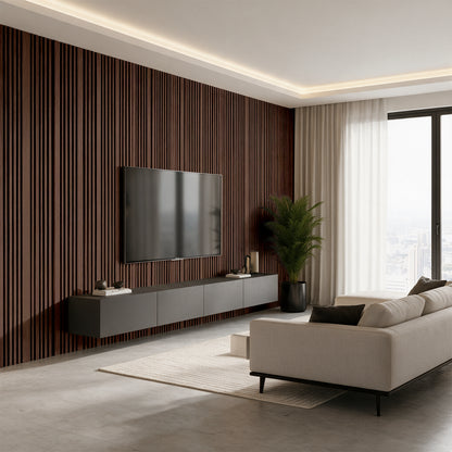 Dark Walnut Wood PVC Acoustic Panel