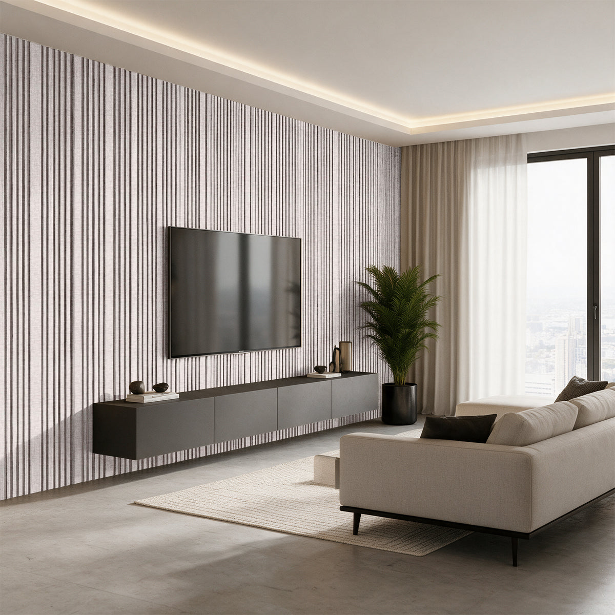 Textured Off-White PVC Acoustic Panel
