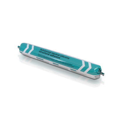 A sealed, teal and white tube labeled Landmark Decor Wall Panel Installation Adhesive lies on a white background, ideal for use as an adhesive to ensure excellent bonding strength for decorative wall panels.