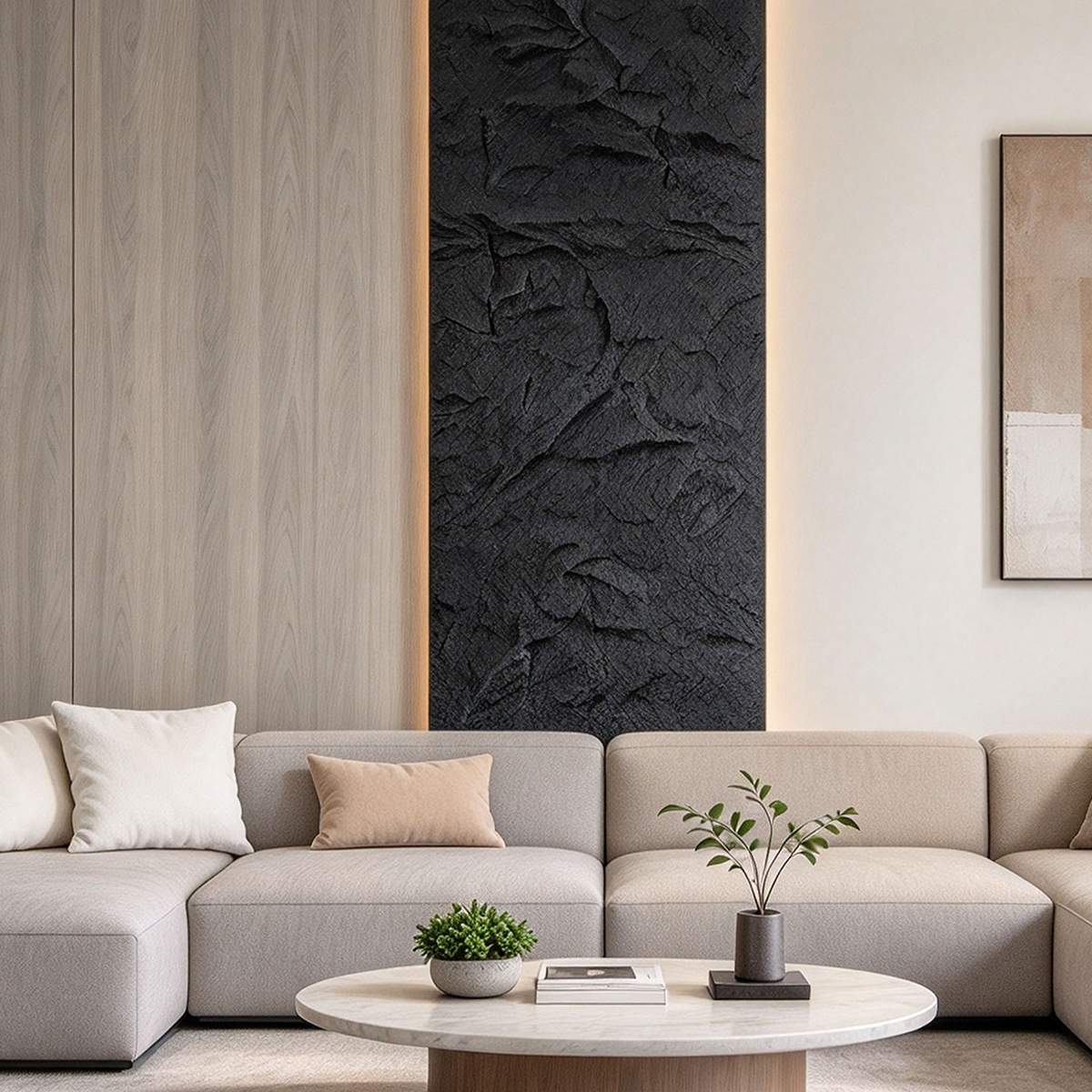 Elegant Black PU Stone Panel