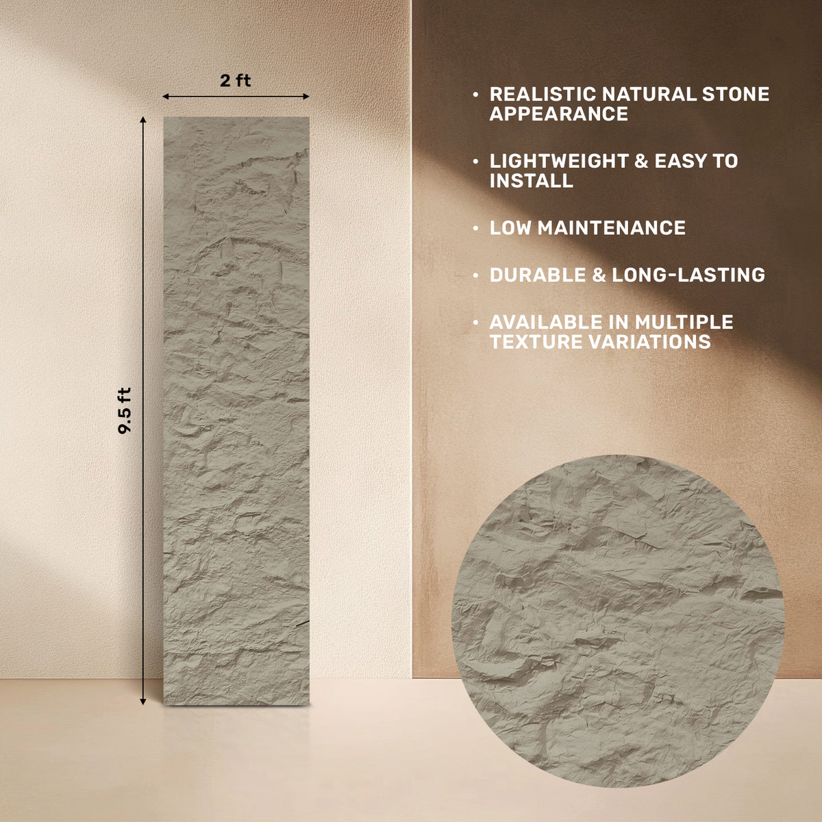 Light Golden Hemp PU Stone Panel
