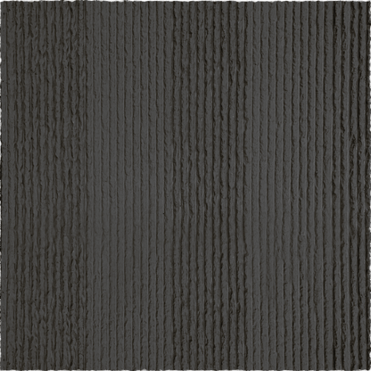 Close-up of Landmark Decor's Oman Linear Stone Sheet - Black, featuring a dark gray surface with vertical grooves and evenly spaced ridges, mimicking the rugged look and texture of natural stone or fiber cement siding.
