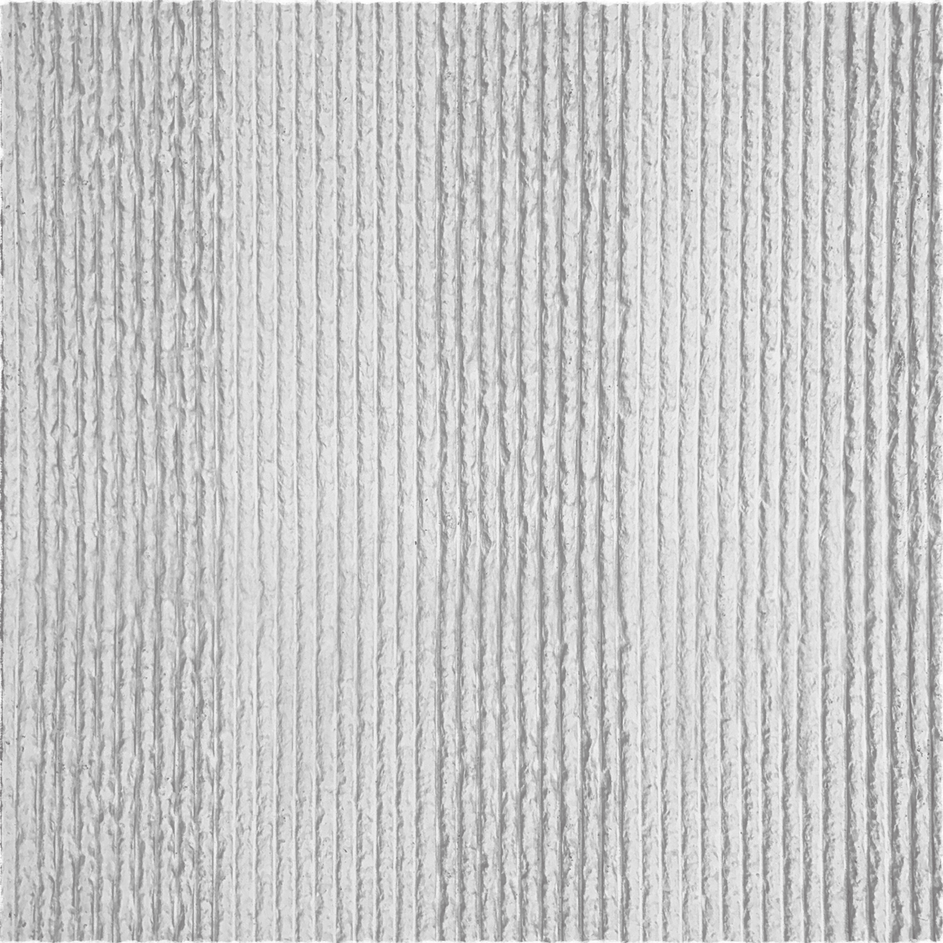 Close-up of Oman Linear Stone Sheet - White by Landmark Decor, showing a white, textured surface with vertical ridges and grooves, resembling flexible corrugated material.