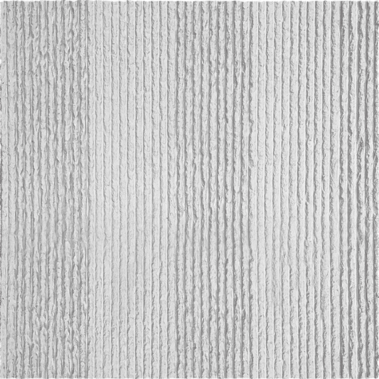 Close-up of Oman Linear Stone Sheet - White by Landmark Decor, showing a white, textured surface with vertical ridges and grooves, resembling flexible corrugated material.