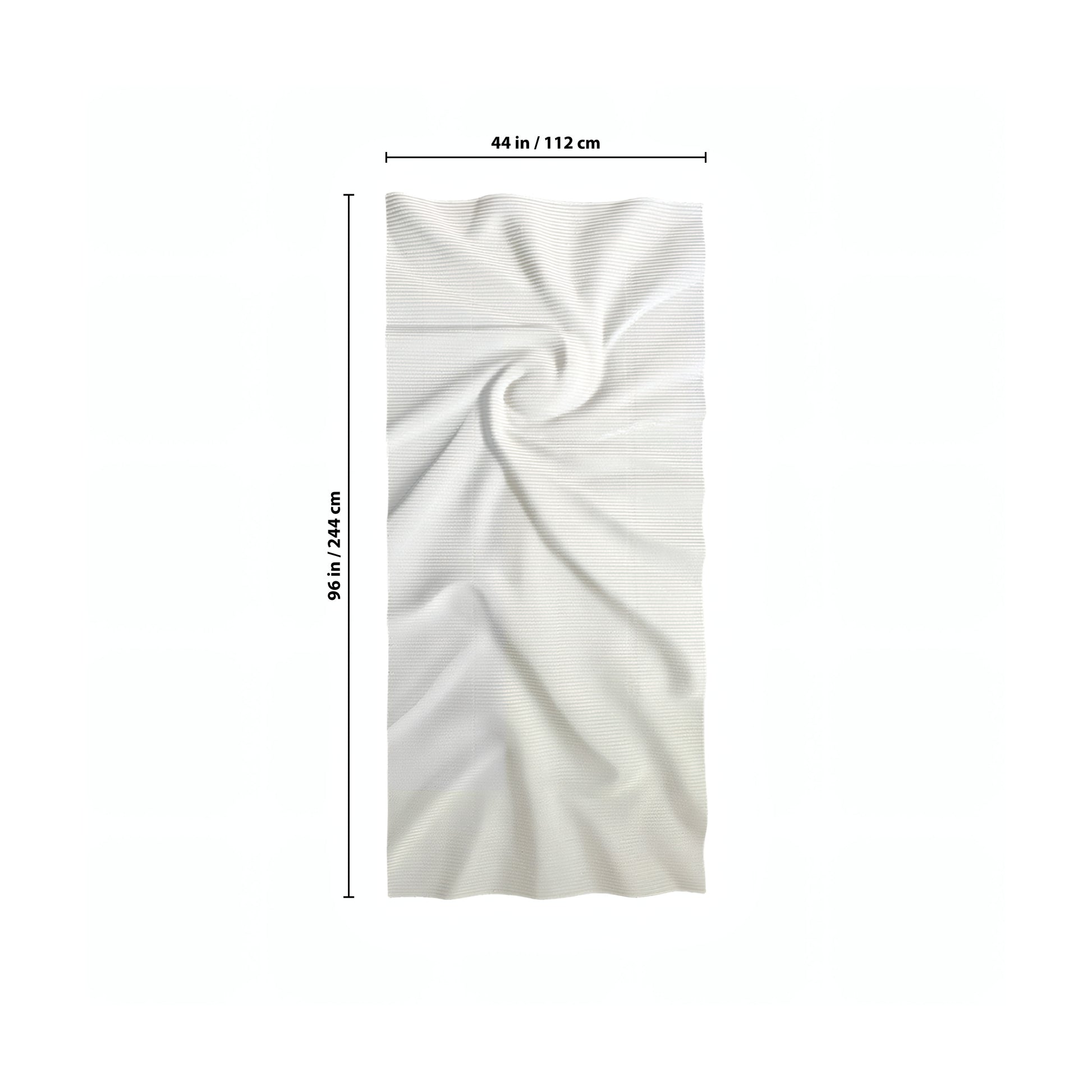 The Nova Wall Art - Small by Landmark Decor features white textured fabric with a spiral pattern, measuring 44" (112 cm) wide and 96" (244 cm) long—ideal as a decorative panel to elevate modern interiors.