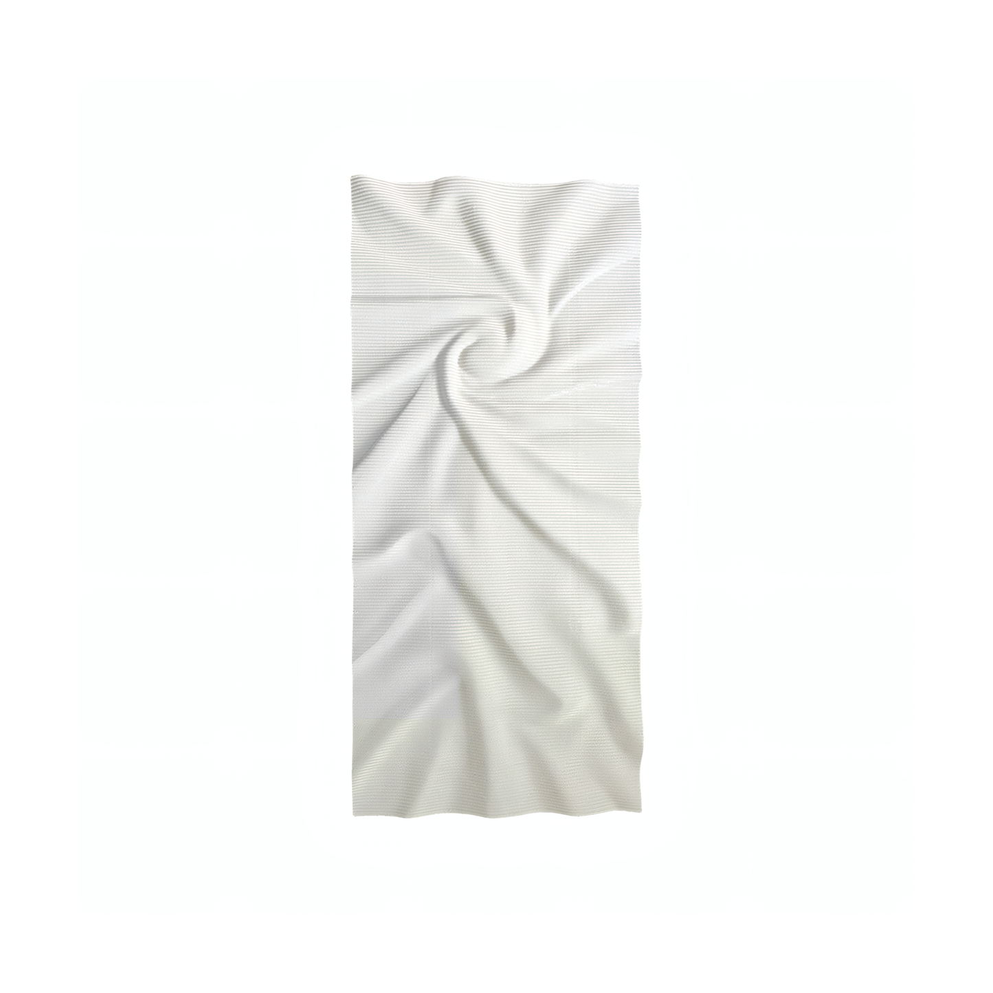 The Nova Wall Art - Small by Landmark Decor features a white rectangular design with a spiral twist, adding subtle texture and a contemporary touch to any luxury space.