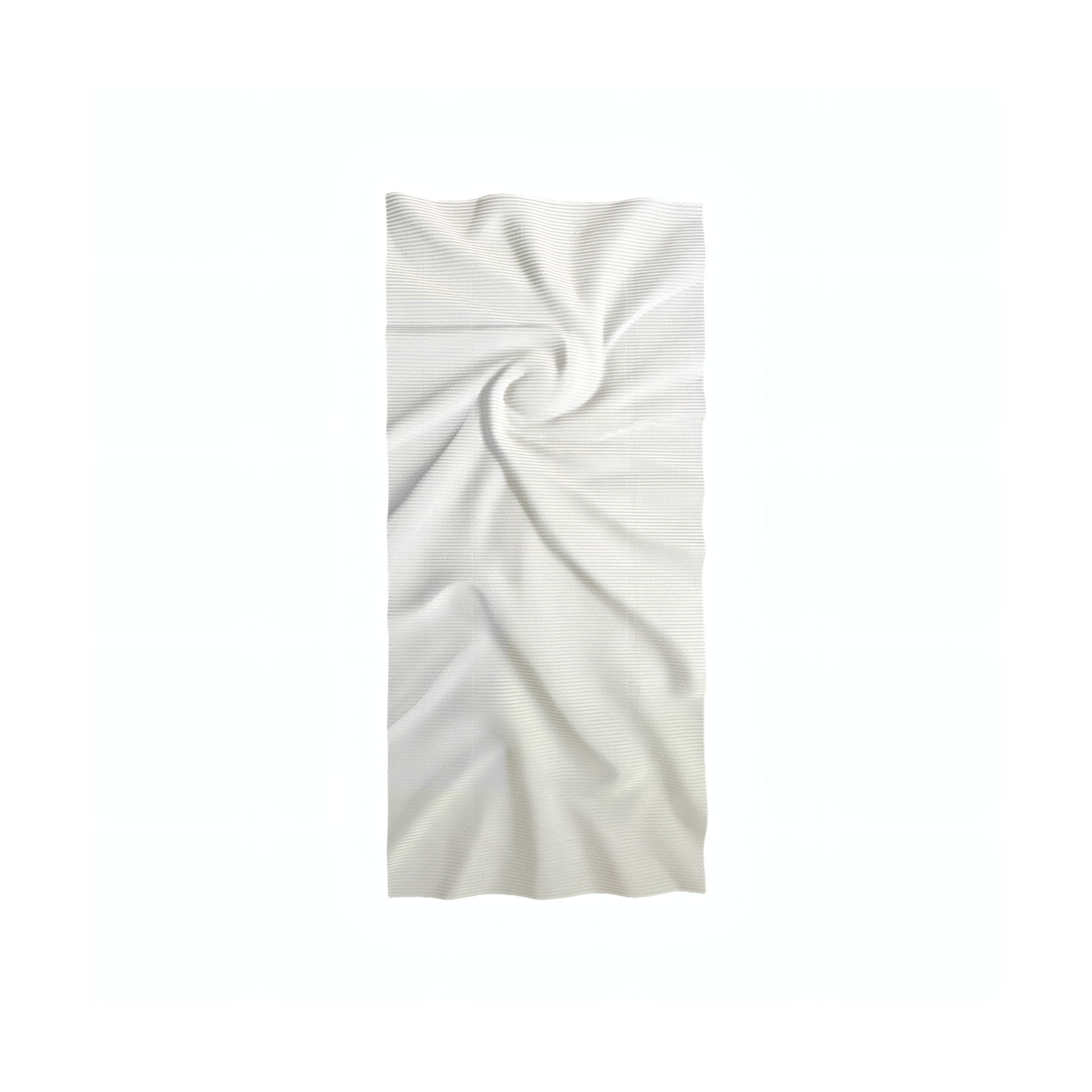 The Nova Wall Art - Small by Landmark Decor features a white rectangular design with a spiral twist, adding subtle texture and a contemporary touch to any luxury space.