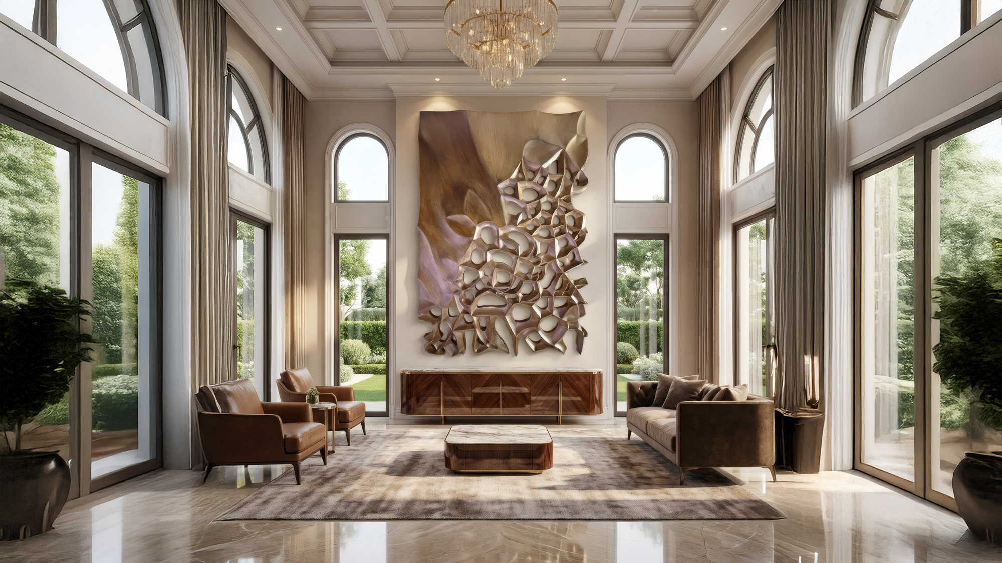 Decorative wall panels in a modern interior.