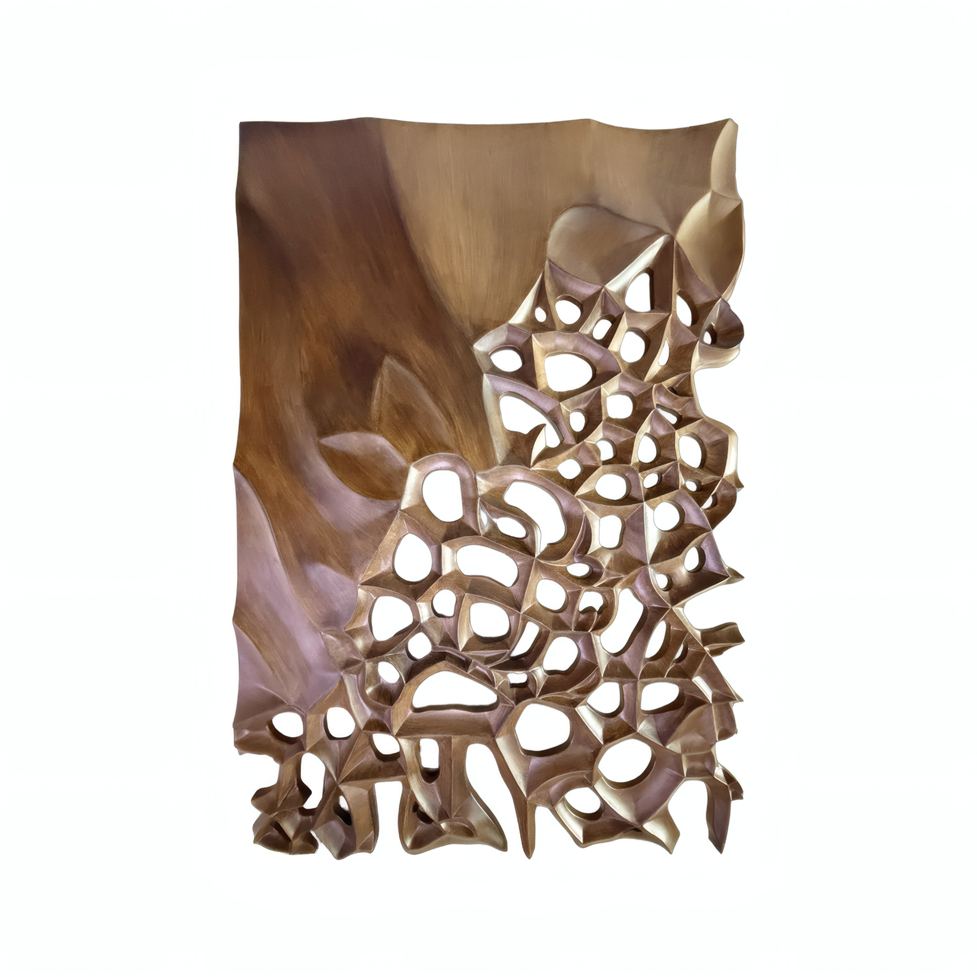 Echo Wall Art by Landmark Decor features smooth, organic wooden shapes with multiple irregular cutouts—ideal as a decorative panel for modern interiors. Displayed against a plain white background.