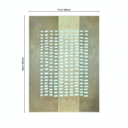 Pulse Wall Art by Landmark Decor features a grid of white ovals on a brown and beige background. Measuring 71" x 96", this modern panel is ideal for enhancing any contemporary interior space.