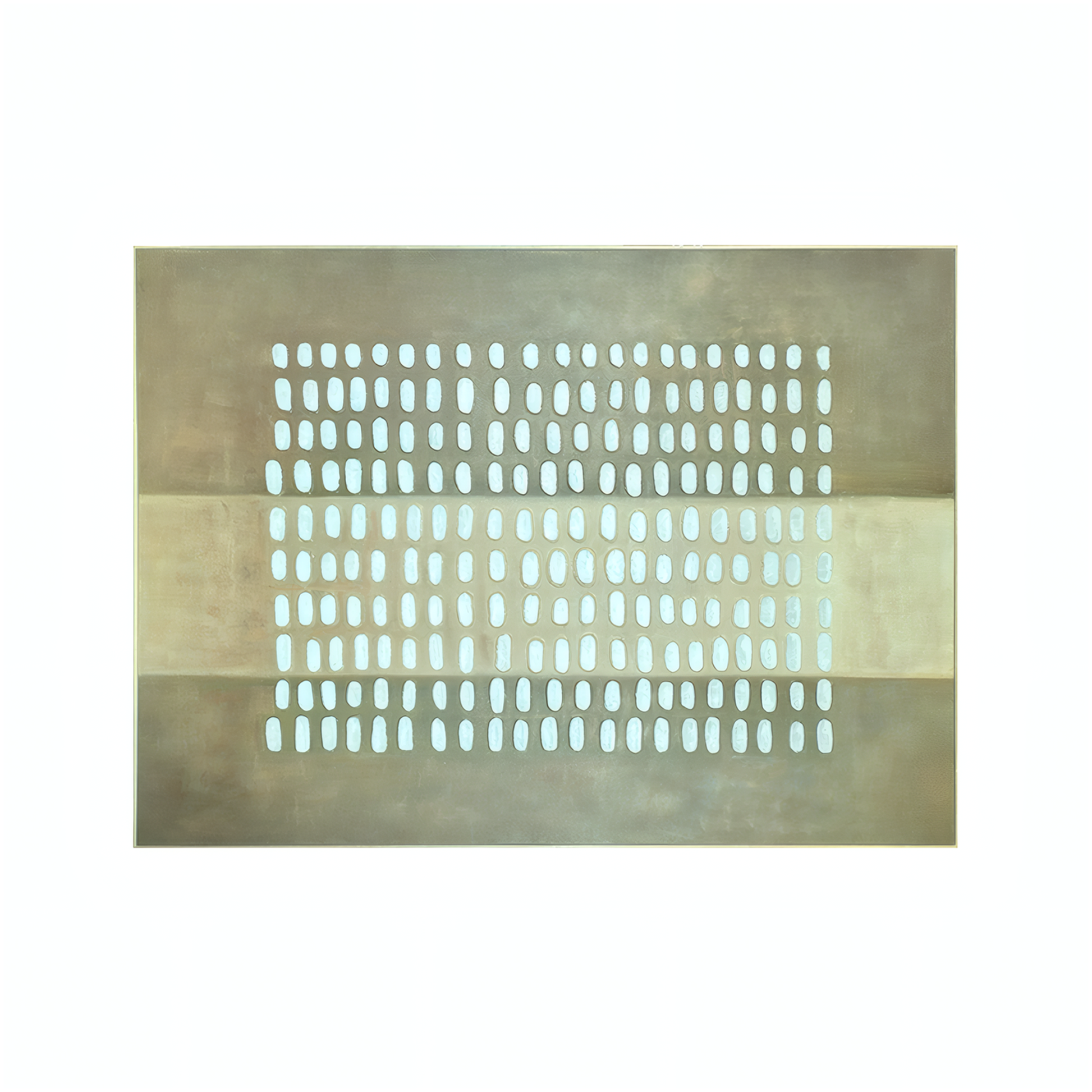 Pulse Wall Art by Landmark Decor is a rectangular abstract painting with rows of white ovals on a muted beige and green gradient, ideal as a stylish decorative panel for modern interiors.