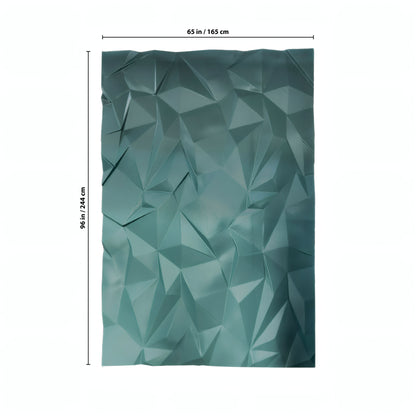 The Solace Wall Art by Landmark Decor is a rectangular teal panel with a geometric pattern, measuring 65" x 96" (dimensions labeled on top and side). Perfect for adding luxury and modern style to any space.