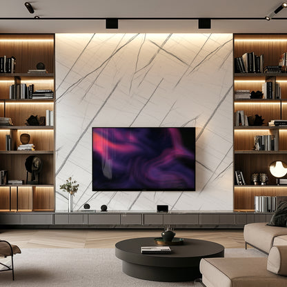 Copper and  Pearl White Marble Durable PVC Wall