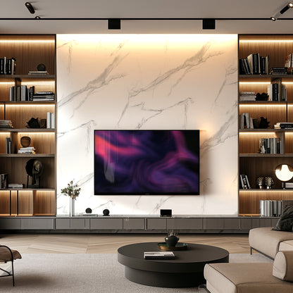 Gold and Light Gray Marble Durable PVC Wall