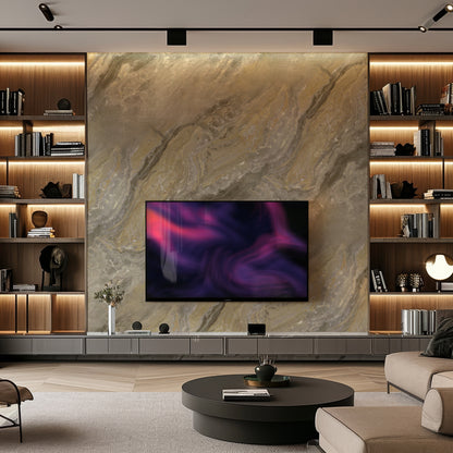 White and Light Grey Marble Durable PVC Wall