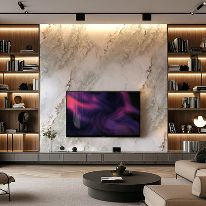 White and Dark Grey Marble Durable PVC Wall