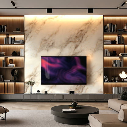 Copper  and Pearl White Marble Durable PVC Wall