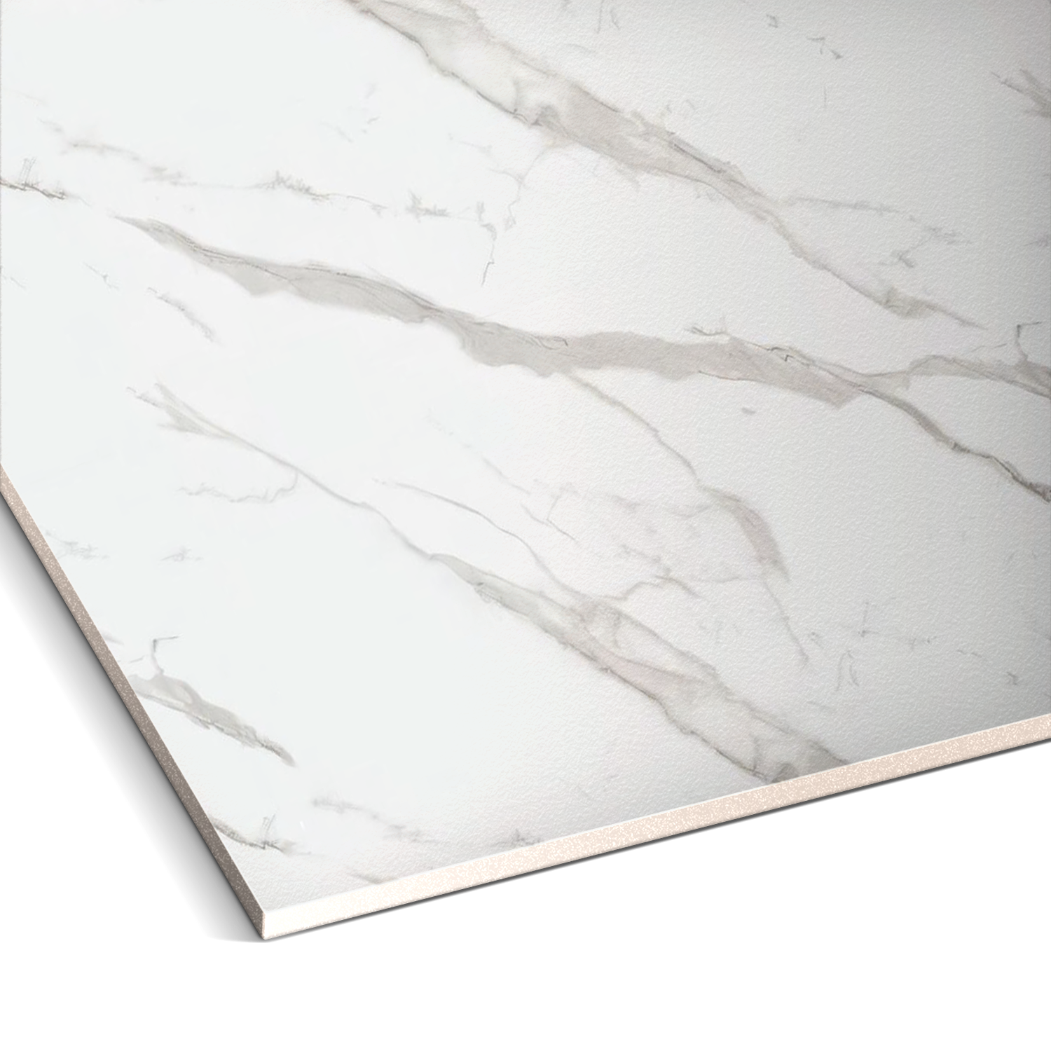 A close-up of Landmark Decor’s Silver Frost Marble Durable PVC Wall, featuring white with light gray marble veins and a slightly textured surface—perfect for stylish column cladding or modern wall panels.