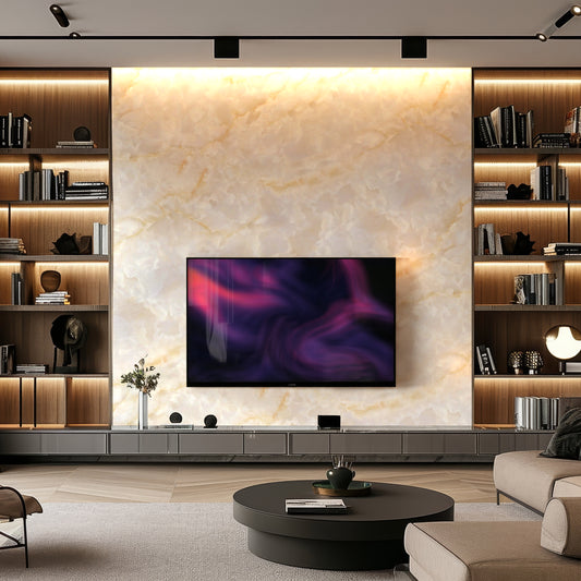 Gold and Pearl White Marble Durable PVC Wall