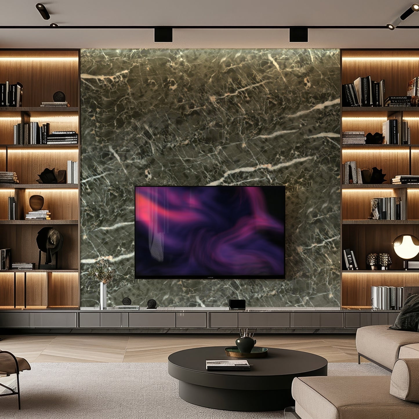 Copper and White Marble Durable PVC Wall