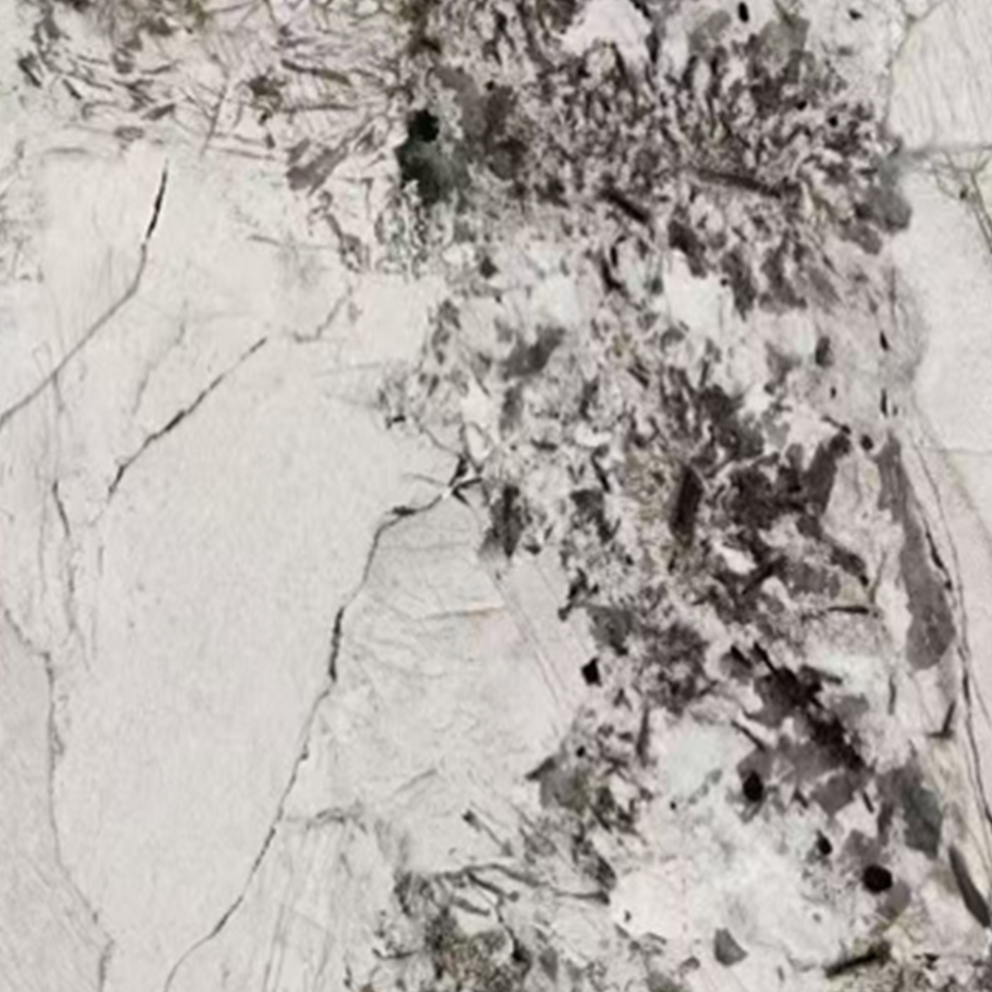 The Winter Moss Marble Durable PVC Wall by Landmark Decor showcases luxurious aesthetics with its textured stone surface, featuring gray and black veining. Its natural cracks and intricate patterns reflect the timeless elegance desired in high-end decor.