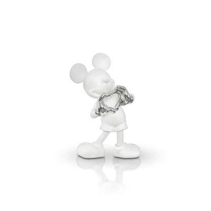 The Heart U - Small figurine by Landmark Decor features a white cartoon mouse holding a metallic silver heart, perfect for artistic sculpture lovers or as playful home decor. Shown on a plain white background.