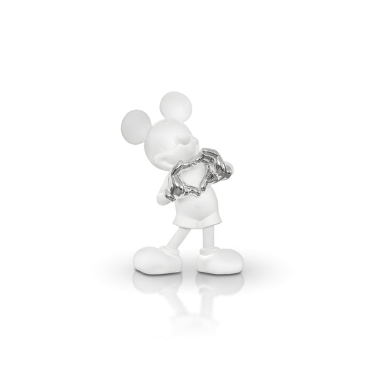 The Heart U - Small figurine by Landmark Decor features a white cartoon mouse holding a metallic silver heart, perfect for artistic sculpture lovers or as playful home decor. Shown on a plain white background.