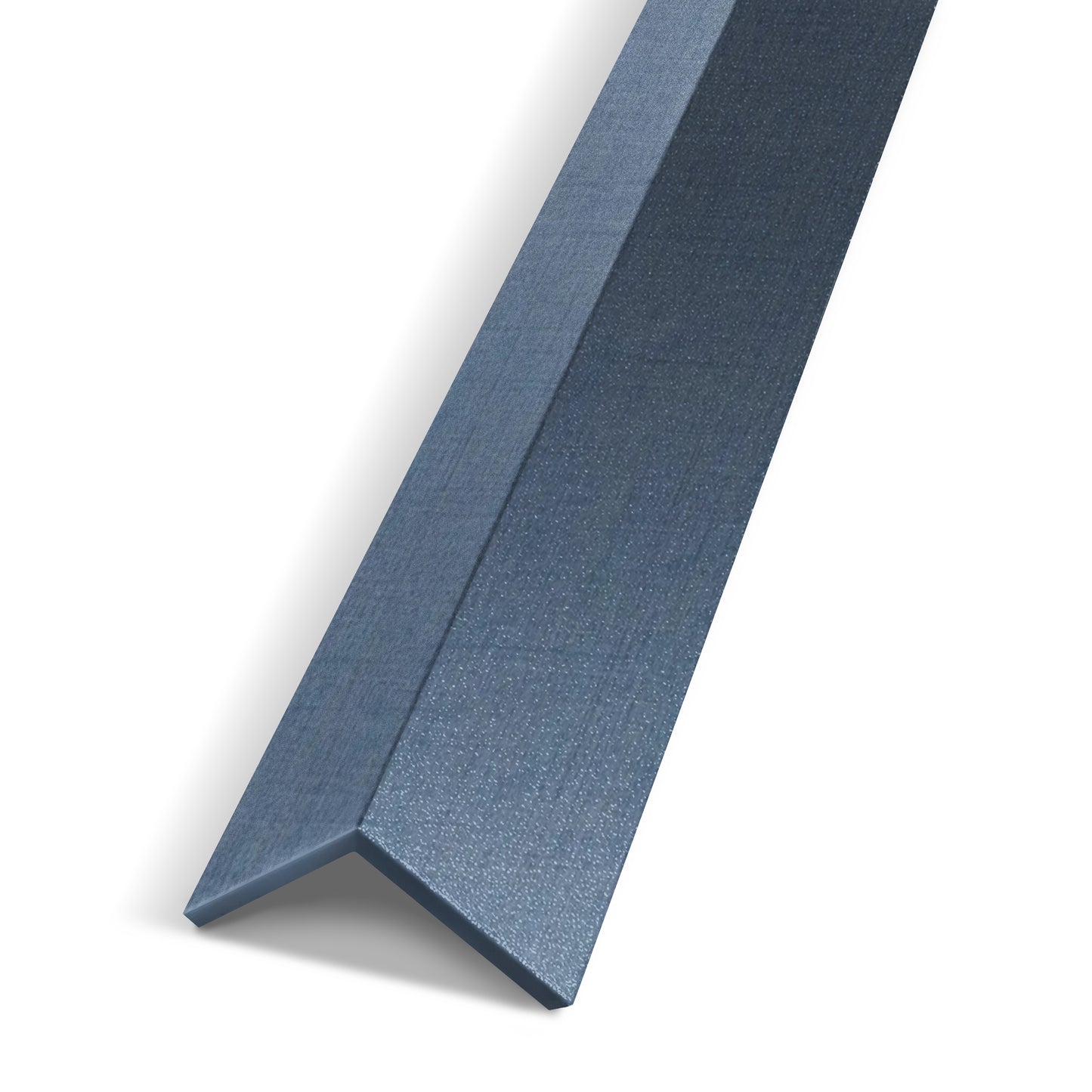 The Landmark Decor Navy Blue Interior WPC Panel Corner, featuring a right-angled bend, is perfect for reinforcing wall edges or panel junctions and is shown on a white background.