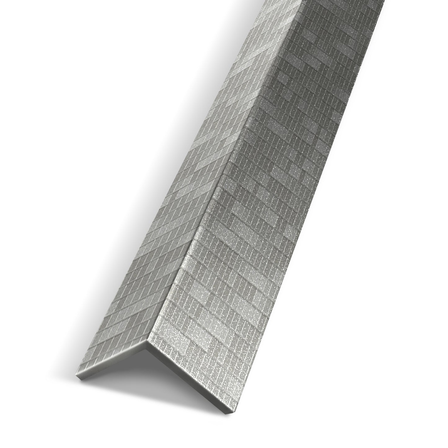 A close-up of the Landmark Decor Urban Mist Mosaic Interior WPC Panel Corner, featuring a textured finish, ideal for reinforcing panel junctions or wall edges, isolated on a white background.