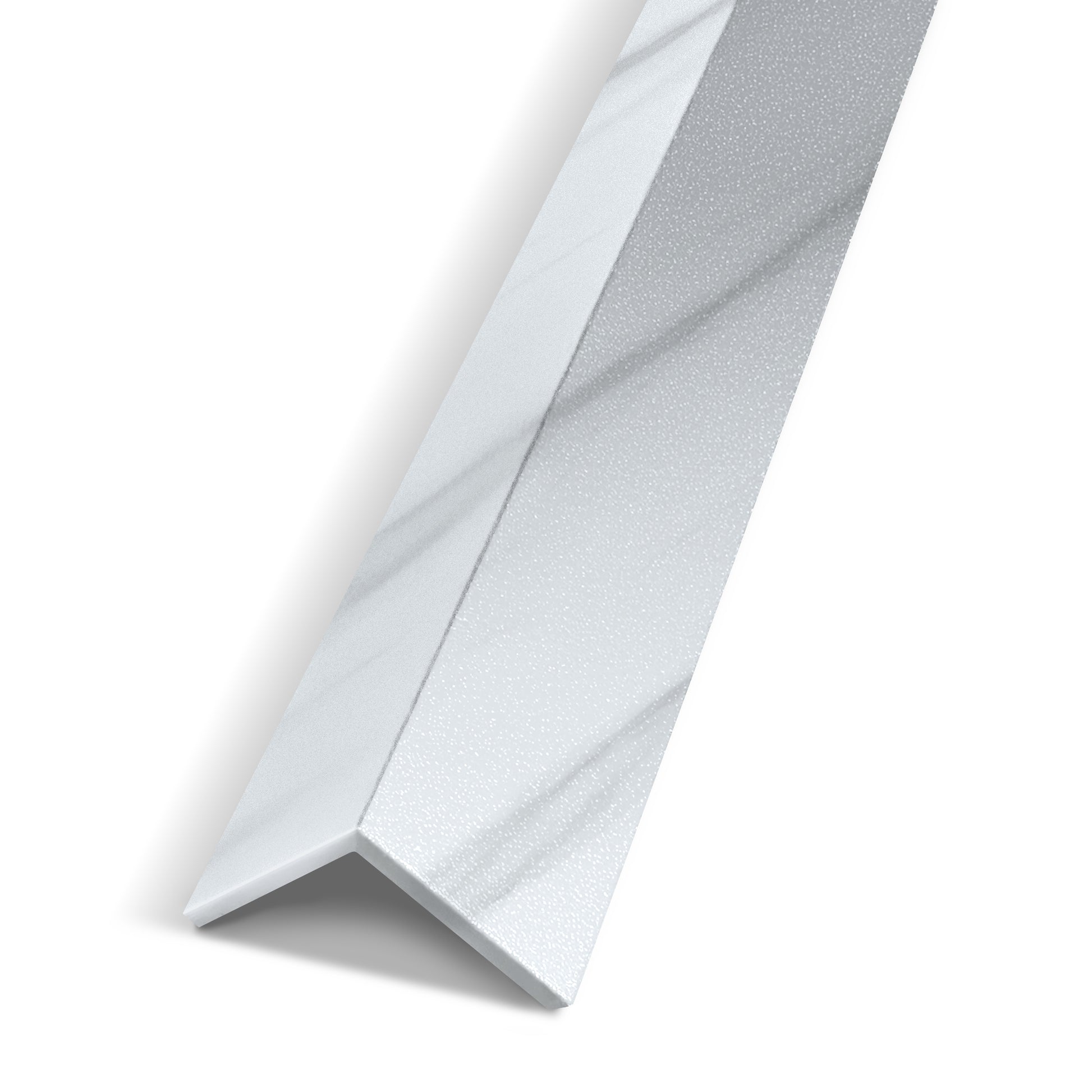 The Landmark Decor Light Smoke Interior WPC Panel Corner is a right-angled trim piece ideal for finishing interior wall panels, shown on a white background.