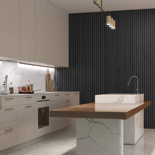 Black WPC Fluted Slat Wall Panel