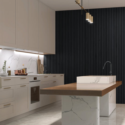 Black WPC Fluted Slat Wall Panel