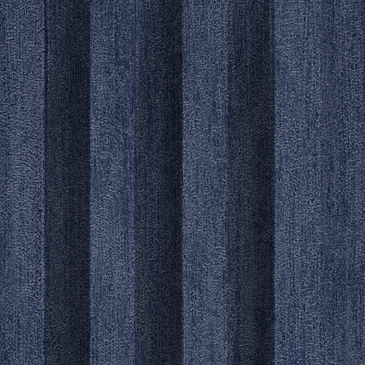 Close-up of the Navy Blue Frosted Effect Slat Wall Panel by Landmark Decor, showing dark blue vertical folds and a subtle texture—perfect for accent walls or interior panels.